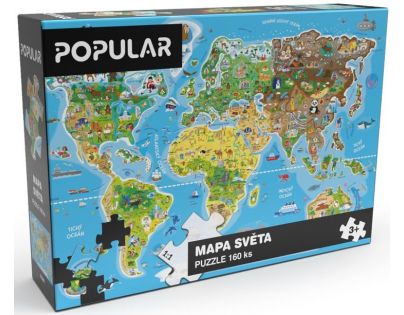 Popular Puzzle Mapa světa 160 dílků CZ verze
