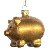 Prasátko skleněné s glitrem 6,5 x 6 x 4,5 cm