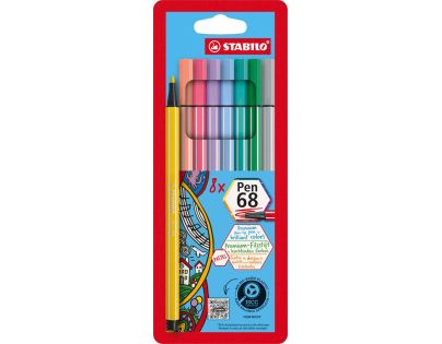 Prémiový vláknový fix STABILO Pen 68 8 ks pastel sada