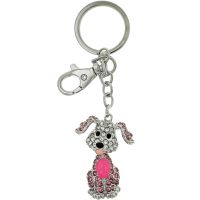 Přívěsek na klíče - Pes s růžovým kamenem
