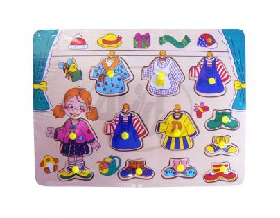 Puzzle dřevo holčička šatna