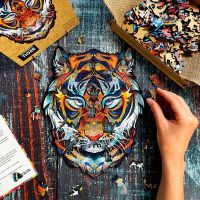 Puzzler Puzzle dřevěné barevné Mocný tygr 160 dílků 4