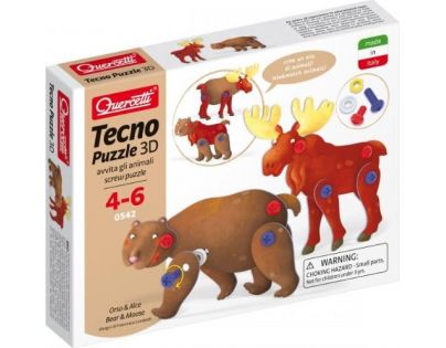 Quercetti Tecno Puzzle 3D medvěd a los