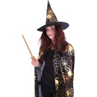 Rappa Čarodějnický plášť s kloboukem a pavučinou pro dospívající Halloween 3