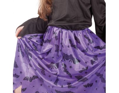 Rappa Dětský kostým Čarodějnice s netopýry a kloboukem velikost 105 - 116 cm