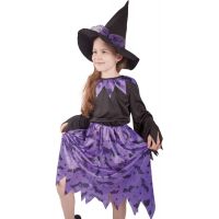 Rappa Dětský kostým Čarodějnice s netopýry a kloboukem velikost 105 - 116 cm 2