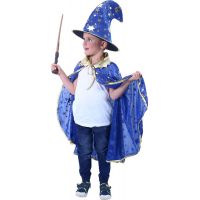 Rappa Dětský modrý čarodějnický plášť s kloboukem 2