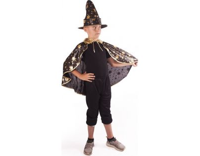 Rappa Kostým plášť kouzelnický černý s kloboukem