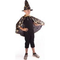 Rappa Kostým plášť kouzelnický černý s kloboukem 2