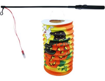 Rappa Lampion dýně Halloween 15 cm se svítící hůlkou