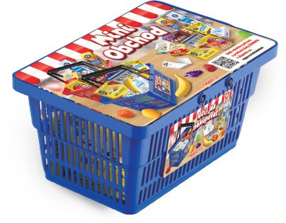 Rappa Mini obchod nákupní košík s doplňky a učením jak nakupovat modrý