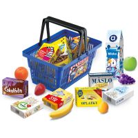 Rappa Mini obchod nákupní košík s doplňky a učením jak nakupovat modrý