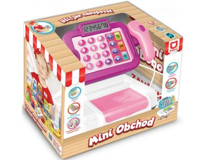 Rappa Mini obchod Pokladna česká s učením jak nakupovat růžová