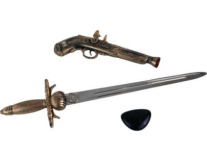 Rappa Pirátská sada pistol s mečem a klapkou na oko