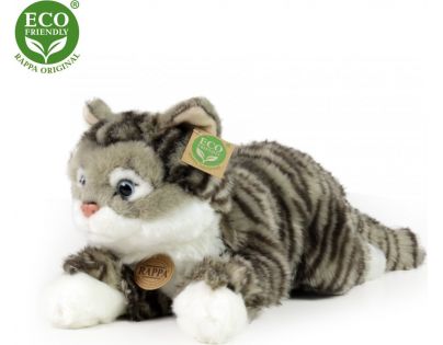 Rappa Plyšová mourovatá kočka šedá 42 cm Eco Friendly