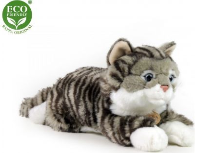 Rappa Plyšová mourovatá kočka šedá 42 cm Eco Friendly