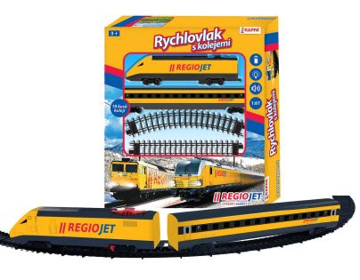 Rappa Vlak žlutý RegioJet se zvukem a světlem funkční model soupravy