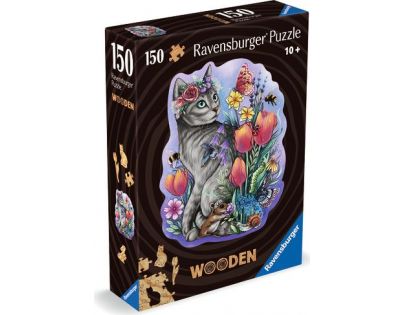 Ravensburger Dřevěné puzzle Kouzelná kočka 150 dílků