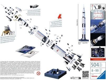 Ravensburger 3D Puzzle Vesmírná raketa Saturn V 432 dílků