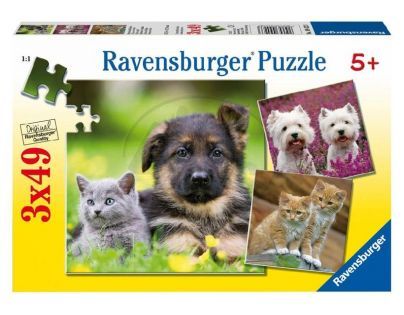 Puzzle Psi a kočky 3x49d Ravensburger