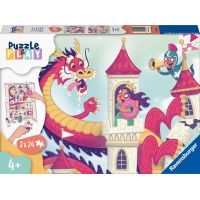 Ravensburger puzzle Puzzle & Play Drak na zámku 2 x 24 dílků