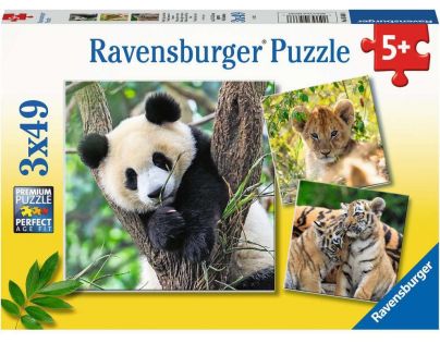 Ravensburger Puzzle Panda, tygr a lev 3 x 49 dílků