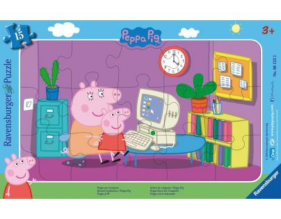 Ravensburger Puzzle Prasátko Peppa Před počítačem 15 dílků