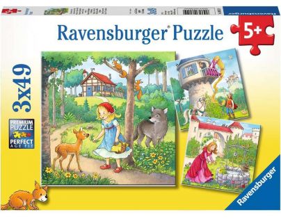 Ravensburger Puzzle Červená Karkulka a princezny 3 x 49 dílků