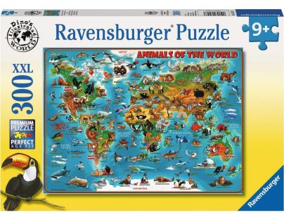 Ravensburger Puzzle Ilustrovaná mapa světa 300 XXL dílků