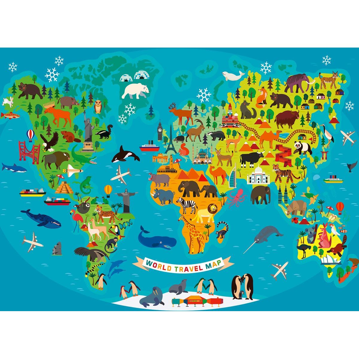Ravensburger puzzle 132874 Zvířecí světová mapa 150 XXL dílků