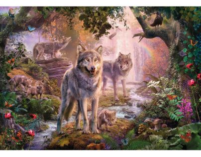 Ravensburger Puzzle Rodina vlků v létě 1000 dílků