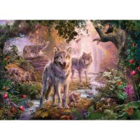 Ravensburger Puzzle Rodina vlků v létě 1000 dílků