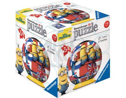 Ravensburger 3D Mimoni Movie Puzzleball 54 dílků - Mimoni a motorka