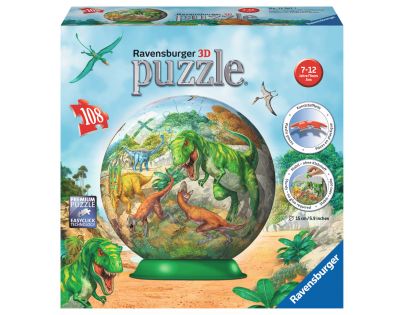 Ravensburger Puzzle 3D Zeměkoule dinosauři puzzleball 108 dílků