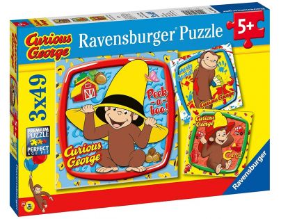 Ravensburger Puzzle 80489 Zvědavý George a přátelé 3 x 49 dílků