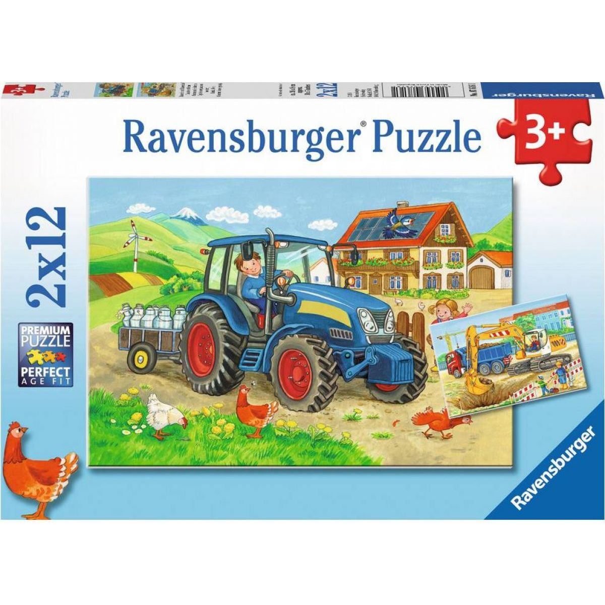 Ravensburger Puzzle Farma a stavba 2x12 dílků