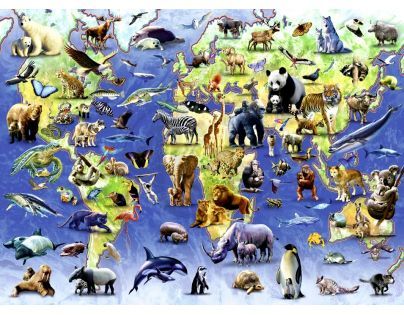 Ravensburger Puzzle Mapa ohrožené druhy 500d