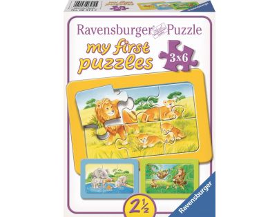 Ravensburger puzzle Opice, slon a lev 3 x 6 dílků