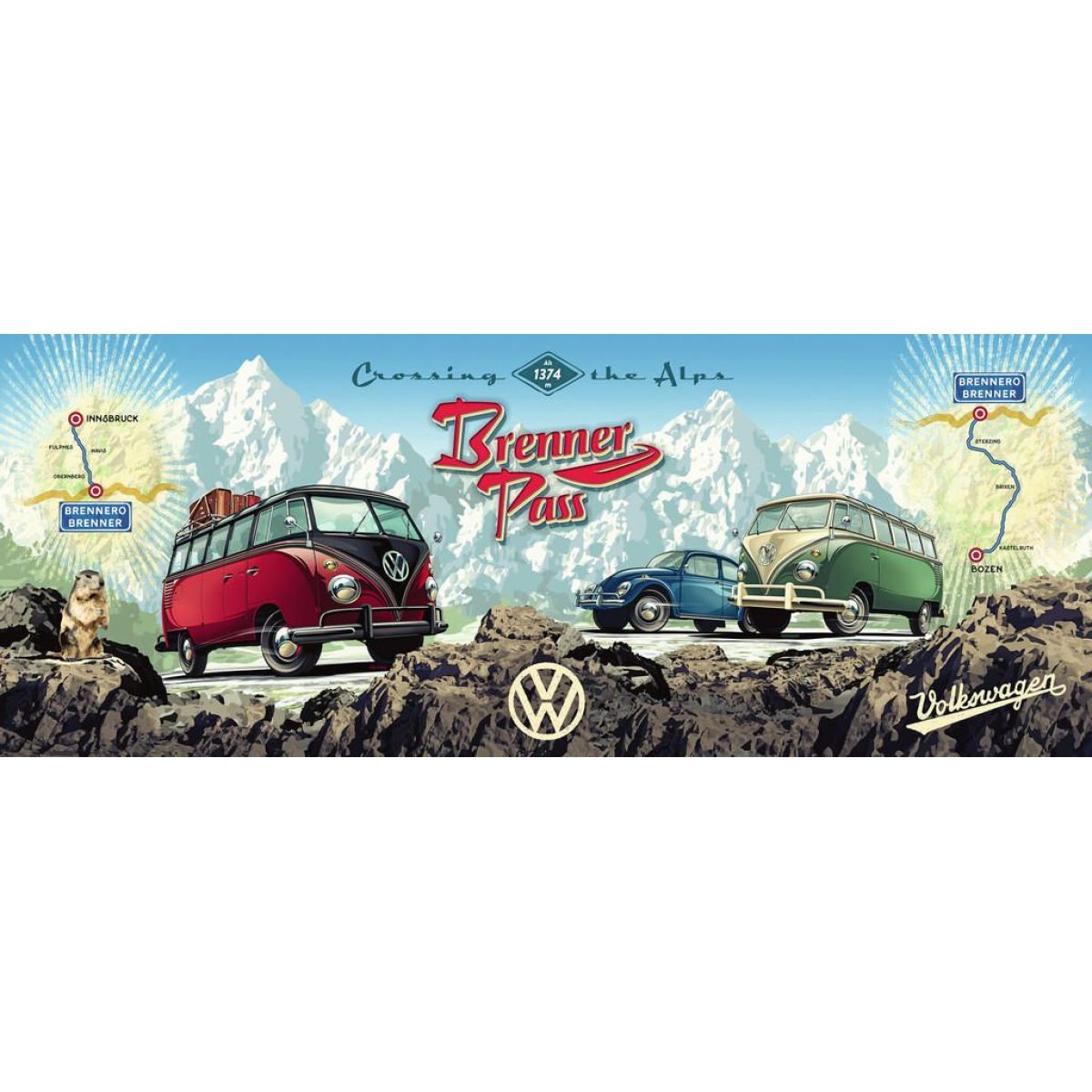 Ravensburger Puzzle Panorama 151028 VW 1000 dílků