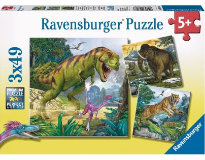 Ravensburger Puzzle Pravěká zvířata 3 x 49 dílků