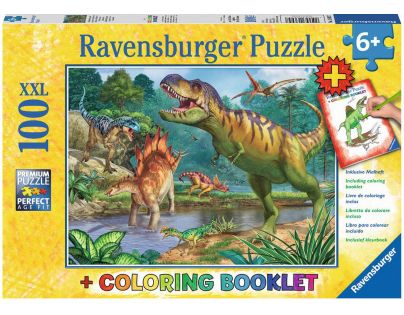 Ravensburger Puzzle Premium Svět dinosaurů 100XXL dílků + Coloring Booklet