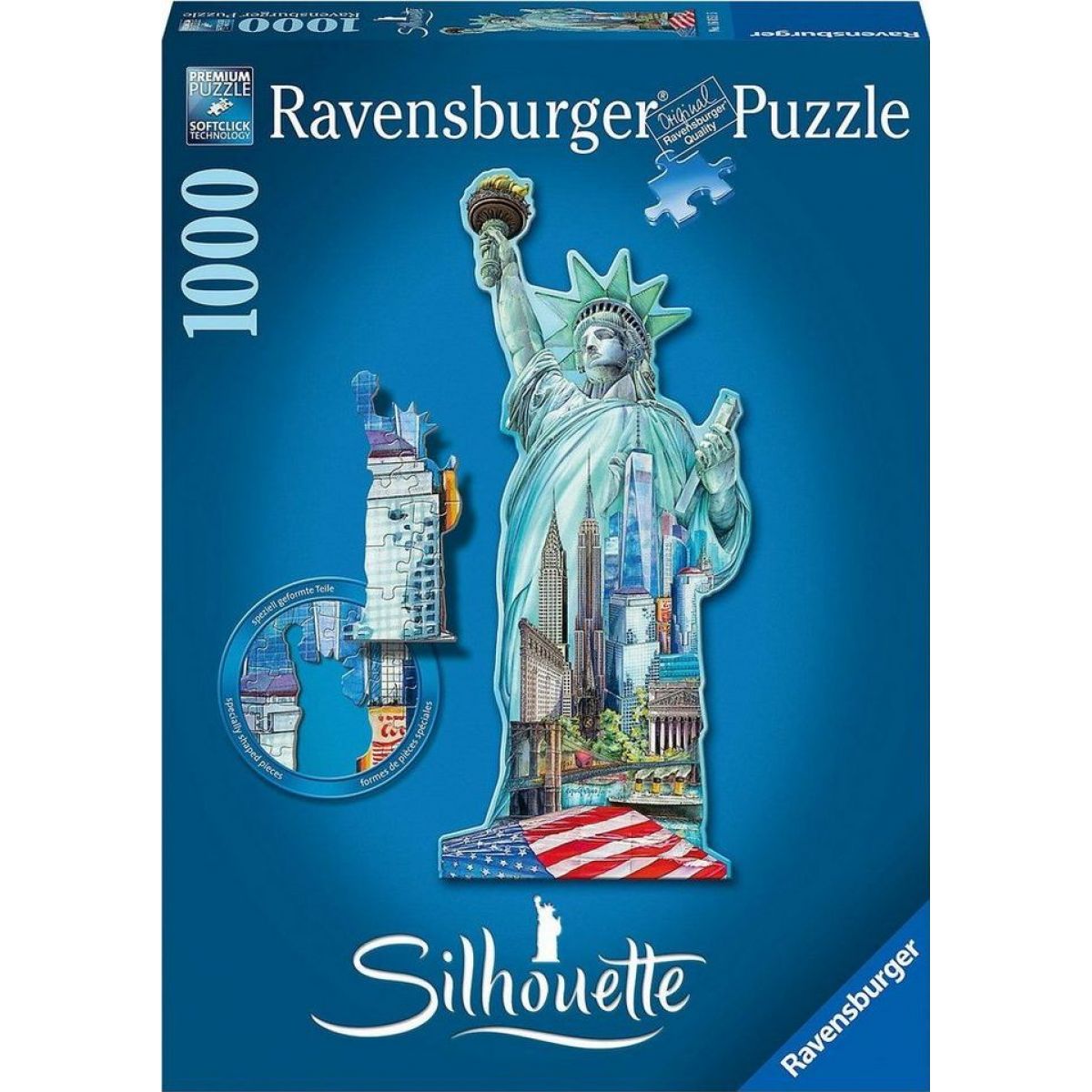 Ravensburger puzzle Socha Svobody silueta 1000 dílků