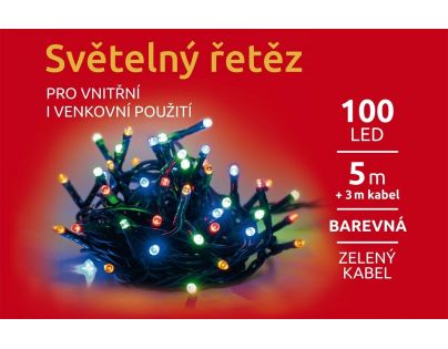 Marimex Řetěz světelný 100 LED 5 m barevná světla zelený kabel
