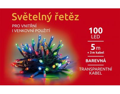 Marimex Řetěz světelný 100 LED 5 m barevná transparent kabel