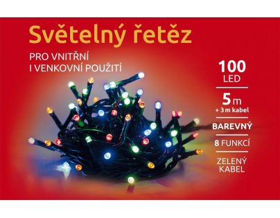 Marimex Řetěz světelný 100 LED 5 m barevná zelený kabel 8 funkcí