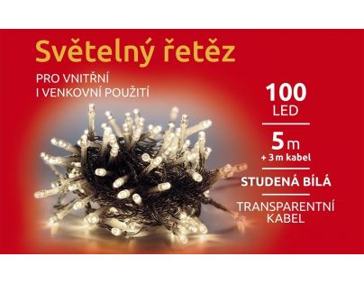 Marimex Řetěz světelný 100 LED 5 m studená bílá transparent kabel