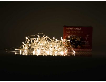 Marimex Řetěz světelný 100 LED 5 m teplá bílá transparent kabel 8 funkcí