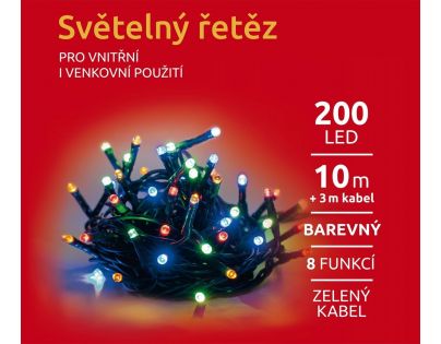 Marimex Řetěz světelný 200 LED 10 m barevná 8 funkcí