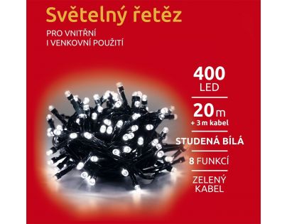 Marimex Řetěz světelný 400 LED 20 m studená bílá 8 funkcí
