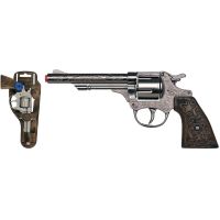 Revolver kovbojský stříbrný, kovový - 8 ran